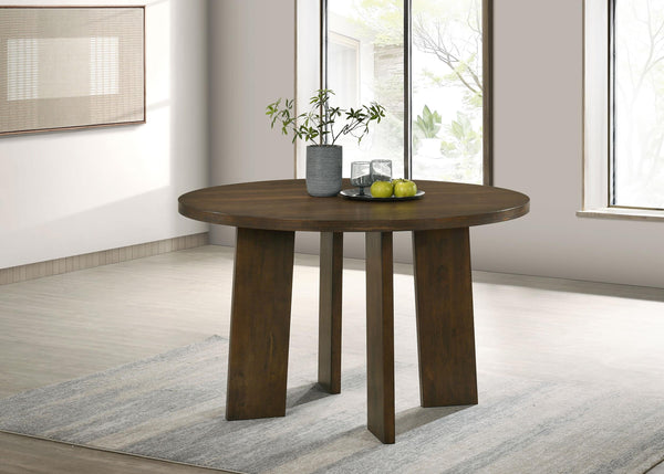 Close-up of walnut veneer tabletop surface