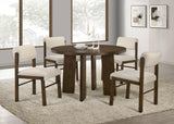 Overhead view of round dining table