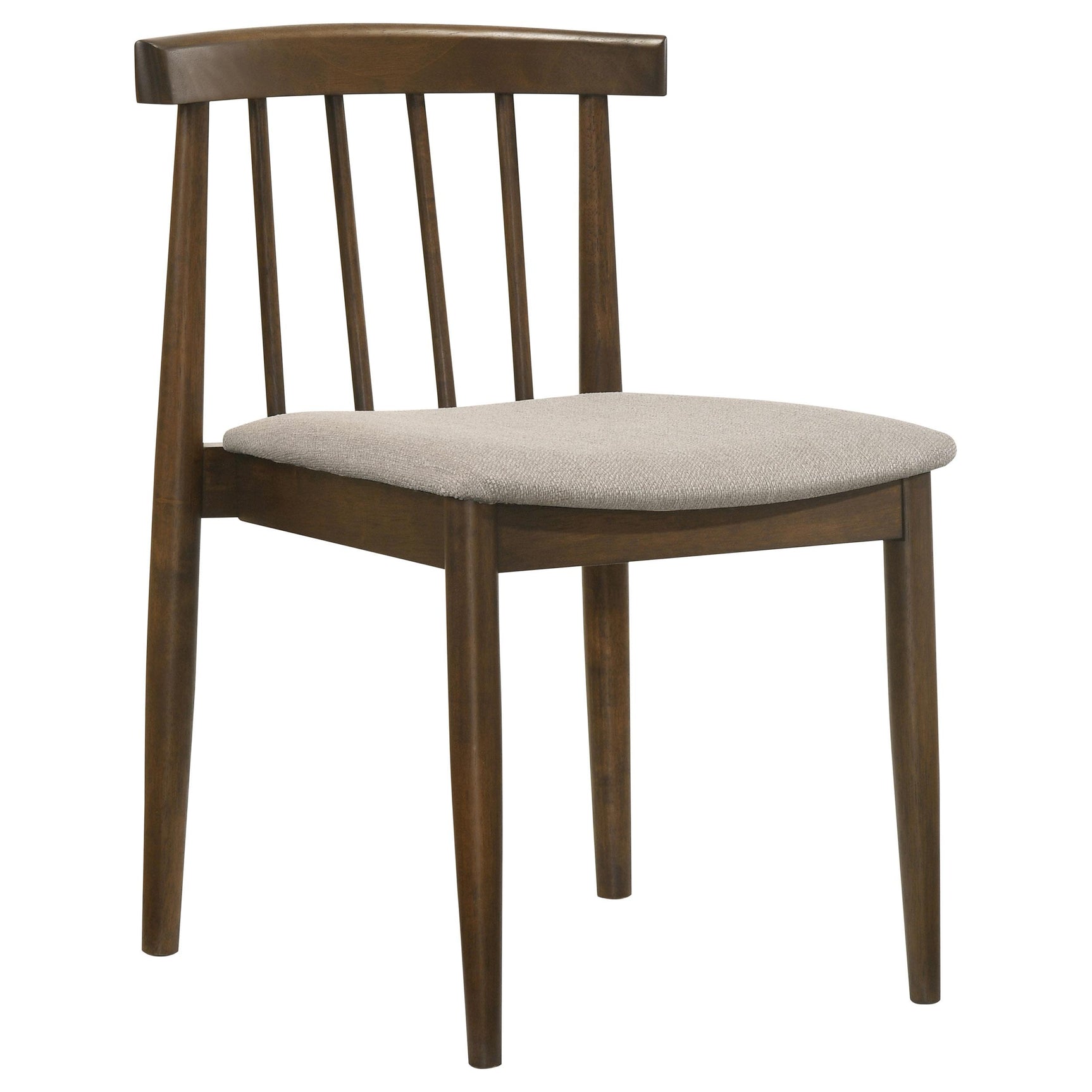 Close-up of wheat-tone fabric upholstered seat on Cullen dining chair
