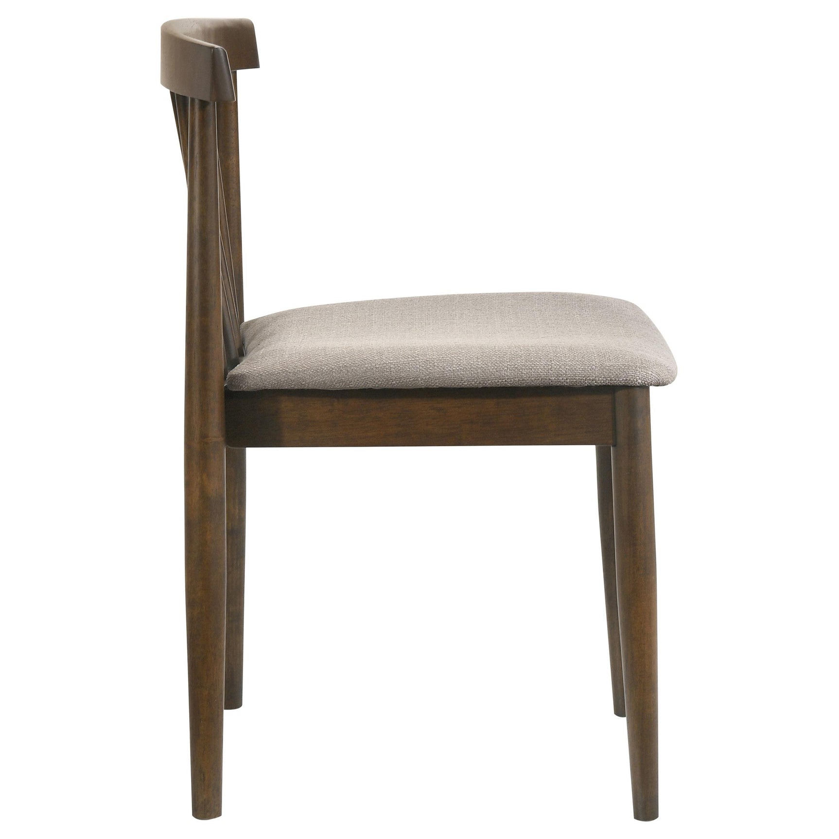 Side view isolating curved armrest-free profile