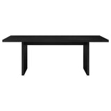 Close-up of black ash veneer surface and square table edge