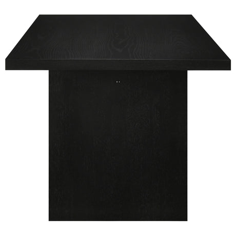 Dining table open base showing legroom