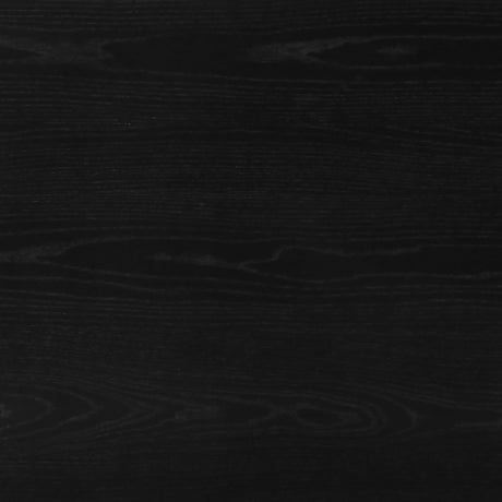 Black wood dining table styled in modern kitchen
