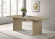 Close-up of thick slab wood top with ash veneer finish