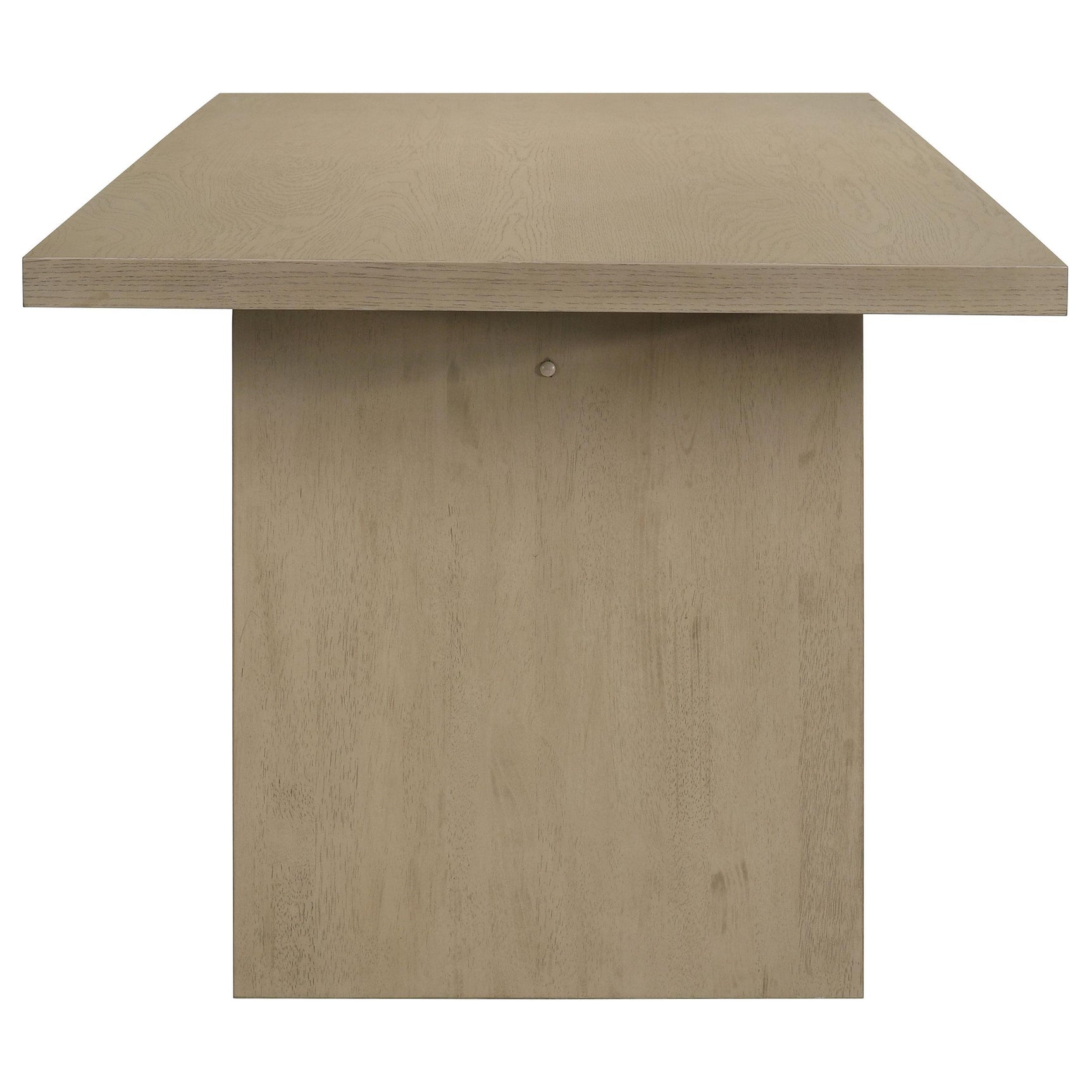View of levelers under dining table legs for stability