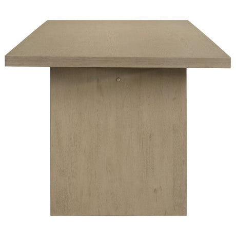 View of levelers under dining table legs for stability