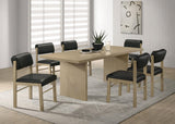 Decker 82-inch rectangular wood dining table in natural oak finish, angled view