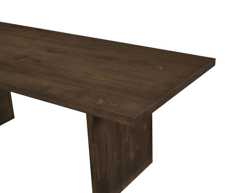 Dining table corner angle with dark walnut finish