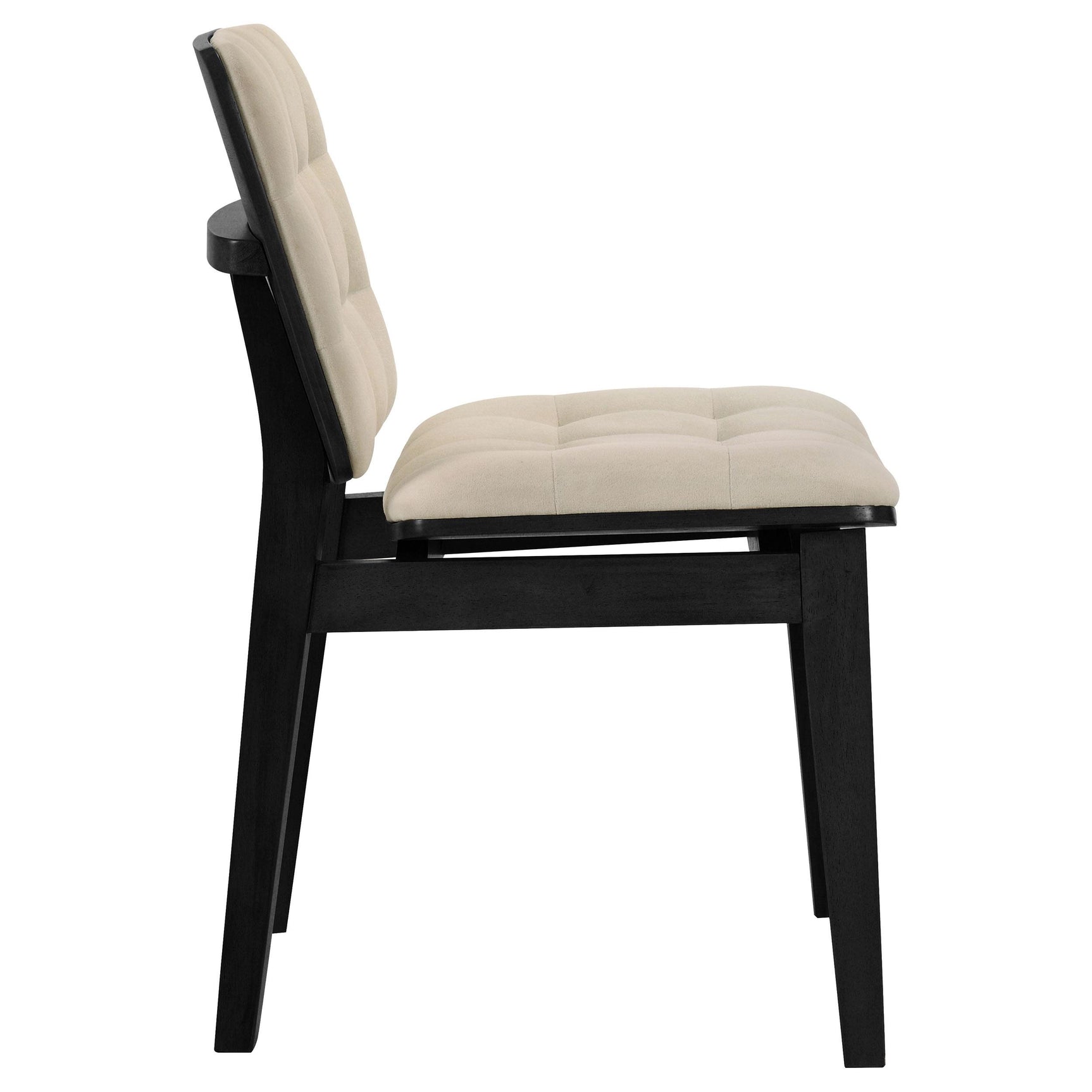Redbridge velvet upholstered side chair in cream and black, front angle