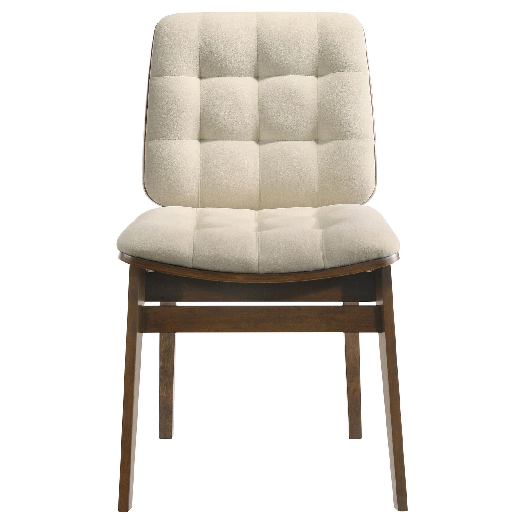 Back view of Redbridge walnut framed cream velvet dining side chair