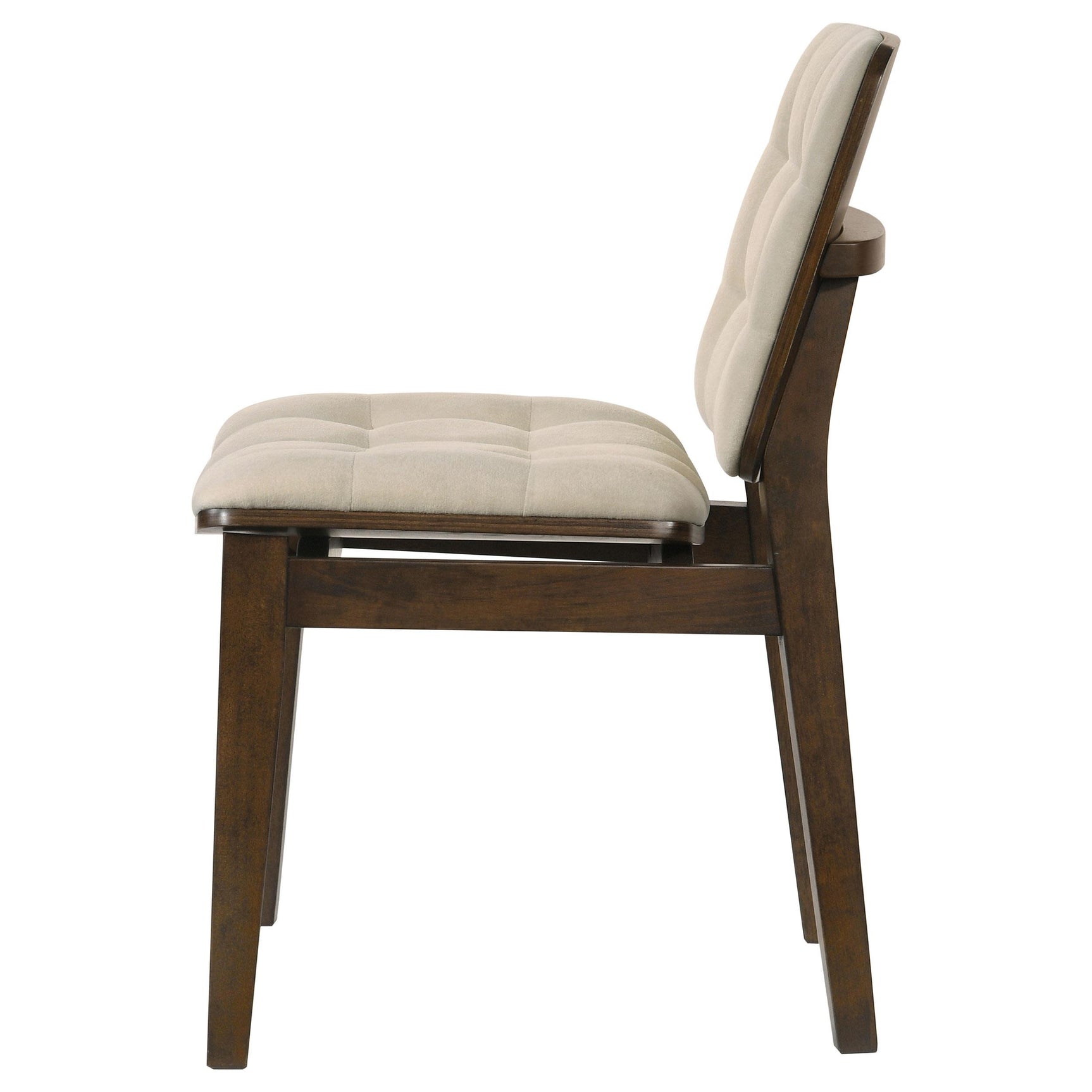 Redbridge dining side chair set showing pairing of velvet upholstery and walnut wood frame