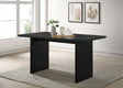 Decker dining table with thick slab ash veneer top in black finish