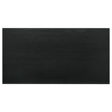 Black rubberwood dining table with leveler feet