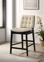 Close-up of channel tufted velvet seat in cream