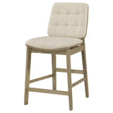 Back view of Redbridge counter chair displaying natural oak frame
