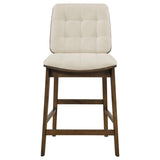 Redbridge Velvet Upholstered Counter Chair cream and walnut back view