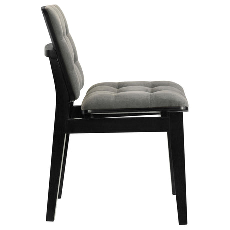 Set of two Redbridge velvet upholstered side chairs, angled together