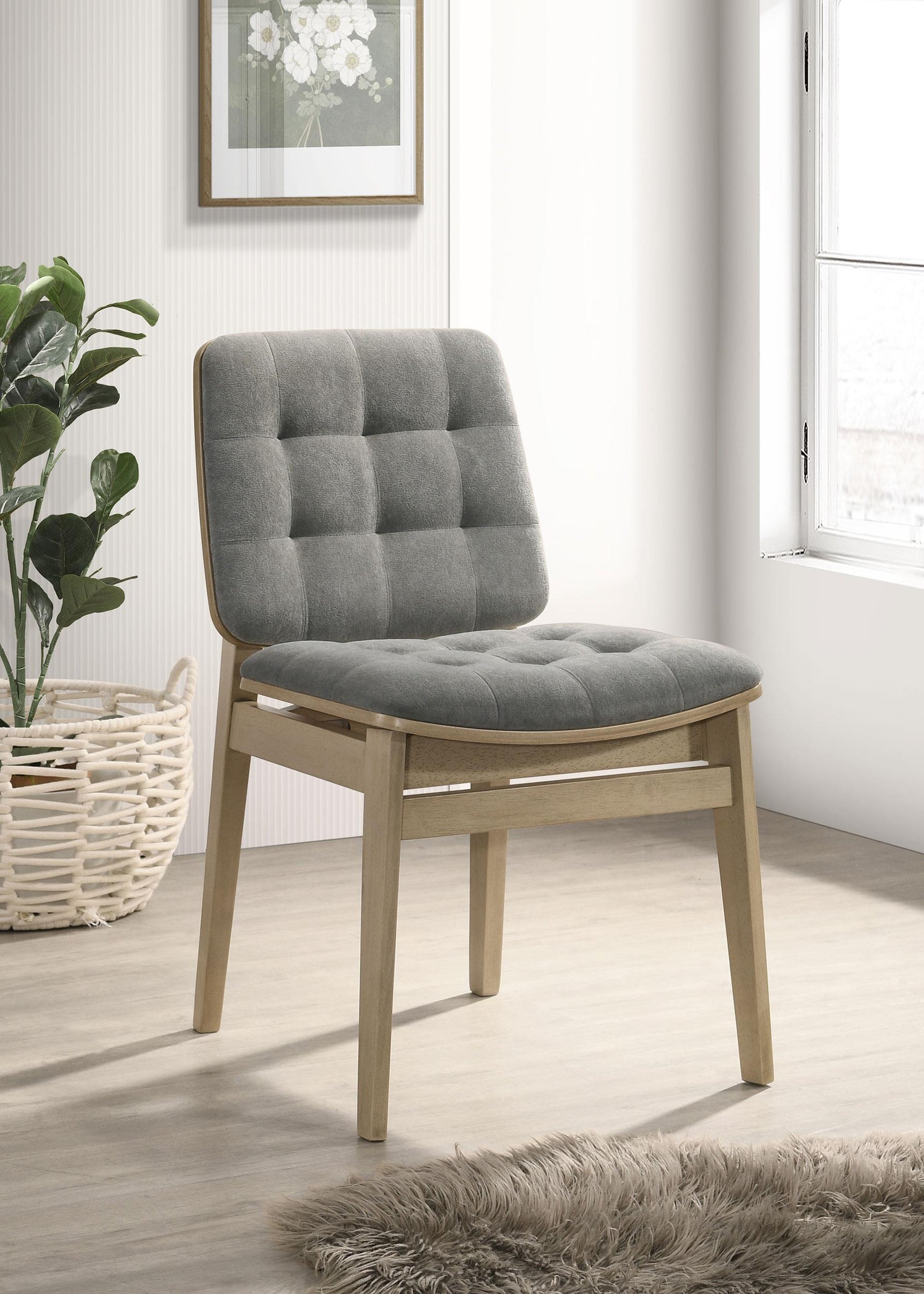 Redbridge side chair back view showing tufted upholstered back