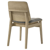 Close detail of wood frame and tapered legs