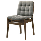 Redbridge dining chair seat and leg details with walnut finish