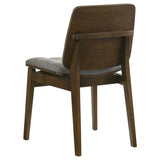 Set of two Redbridge velvet upholstered dining side chairs, front view