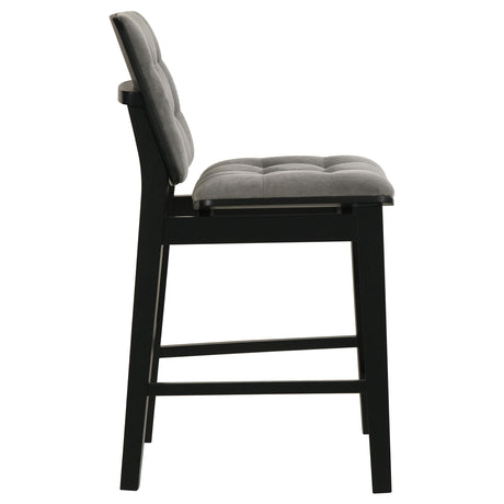 Redbridge Grey Velvet Upholstered Counter Chair and Black Wood Frame front view