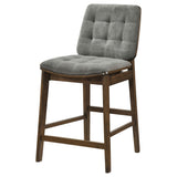 Tapered walnut wood legs on Redbridge grey velvet counter chair