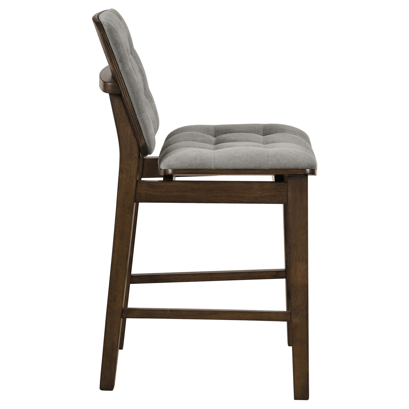 Redbridge grey velvet upholstered counter chair with walnut wood frame