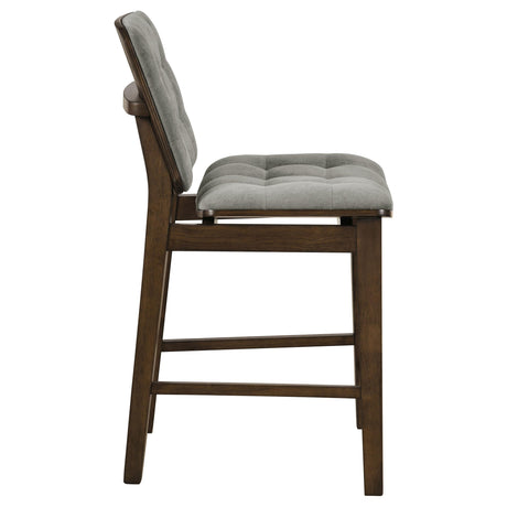 Redbridge grey velvet upholstered counter chair with walnut wood frame
