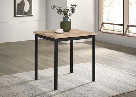 Garza space saving dining table greige oak side angle