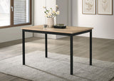 Garza dining table showing metal frame base