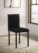 Garza dining chair side view showing metal frame