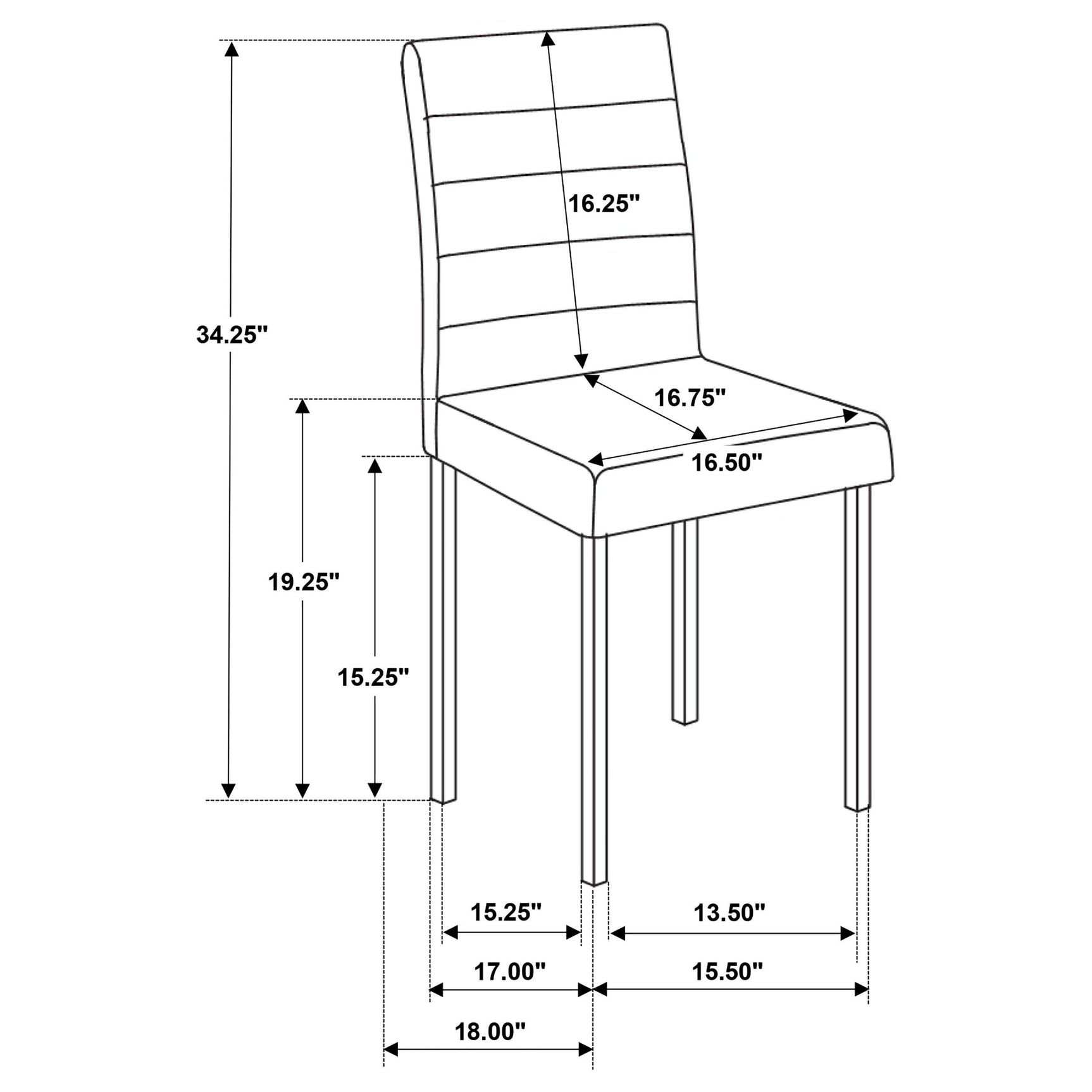 Garza upholstered black dining side chair front angle