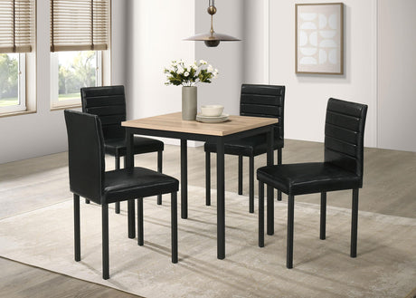 Garza upholstered black dining side chair front angle
