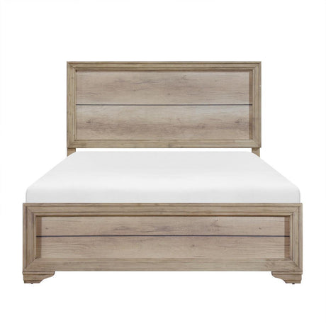 Lonan Natural Full Size Bed front view showing headboard and footboard
