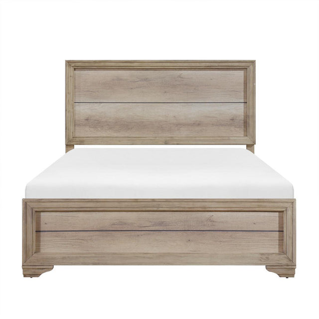 Lonan Natural Full Size Bed front view showing headboard and footboard