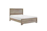 Close-up of Lonan Rust bed panel with distressed wood look