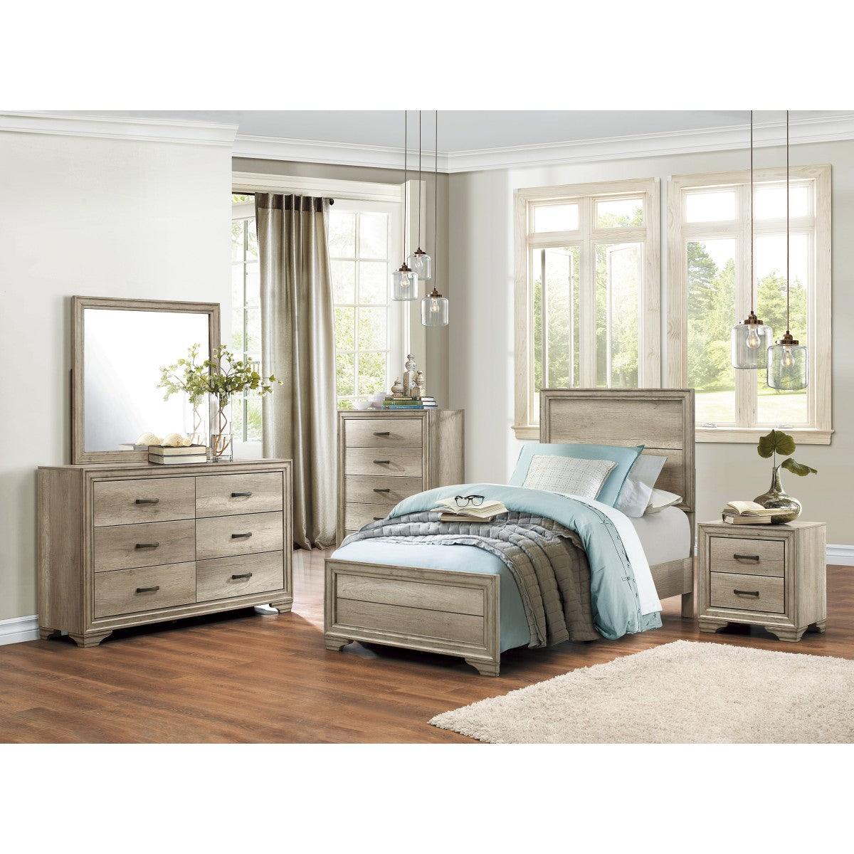Lonan Natural Twin Bed angled view with natural finish