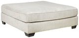 Soft chenille fabric texture in parchment color on oversized ottoman