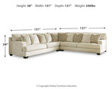 Rawcliffe Parchment Chenille 5-Piece Sectional dimension view