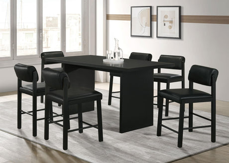 Decker 7-Piece 70-Inch Rectangular Black Counter Height Dining Set — product view