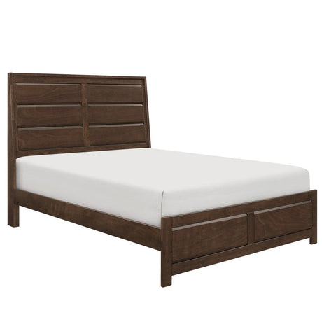 Side angle of Erwan Espresso King Bed highlighting espresso finish and panel design