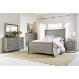 Gray panel king bed side view with rustic gray finish