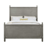 Gray panel king bed angled front view showing panel headboard