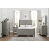 Gray panel king bed detailed view of wood texture and finish