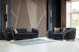 Scarlett Black Velvet Sofa and Loveseat set main front view