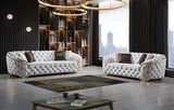 Front view of Scarlett Ivory Velvet Sofa with ivory velvet upholstery