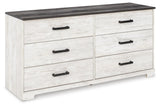 Shawburn Whitewash/Charcoal Gray Dresser — angled view