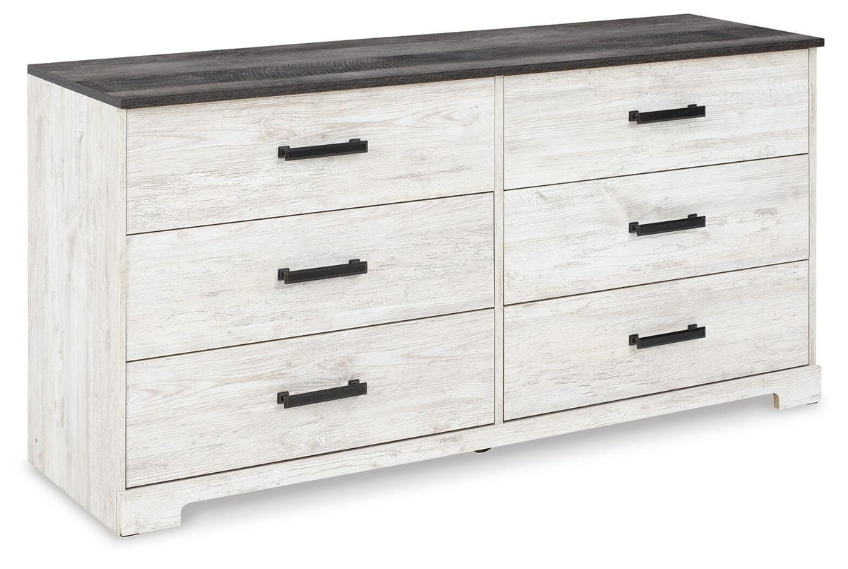 Shawburn Whitewash/Charcoal Gray Dresser — angled view