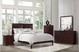 Side view of Seabright Cherry Faux Leather Bedroom Set bed